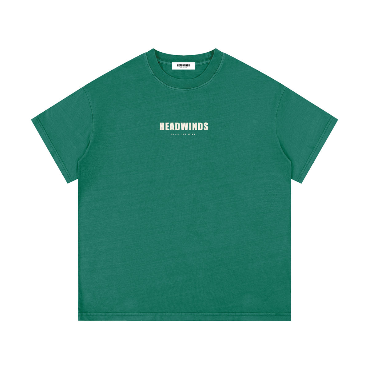 The Broken In Tee - vintage washed cotton t-shirt with cream HEADWINDS lockup and woven collar label