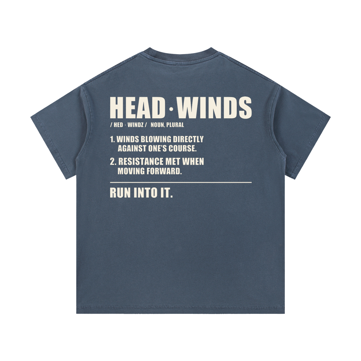 The Definition Tee - vintage washed cotton with the HEAD WINDS definition print across the back