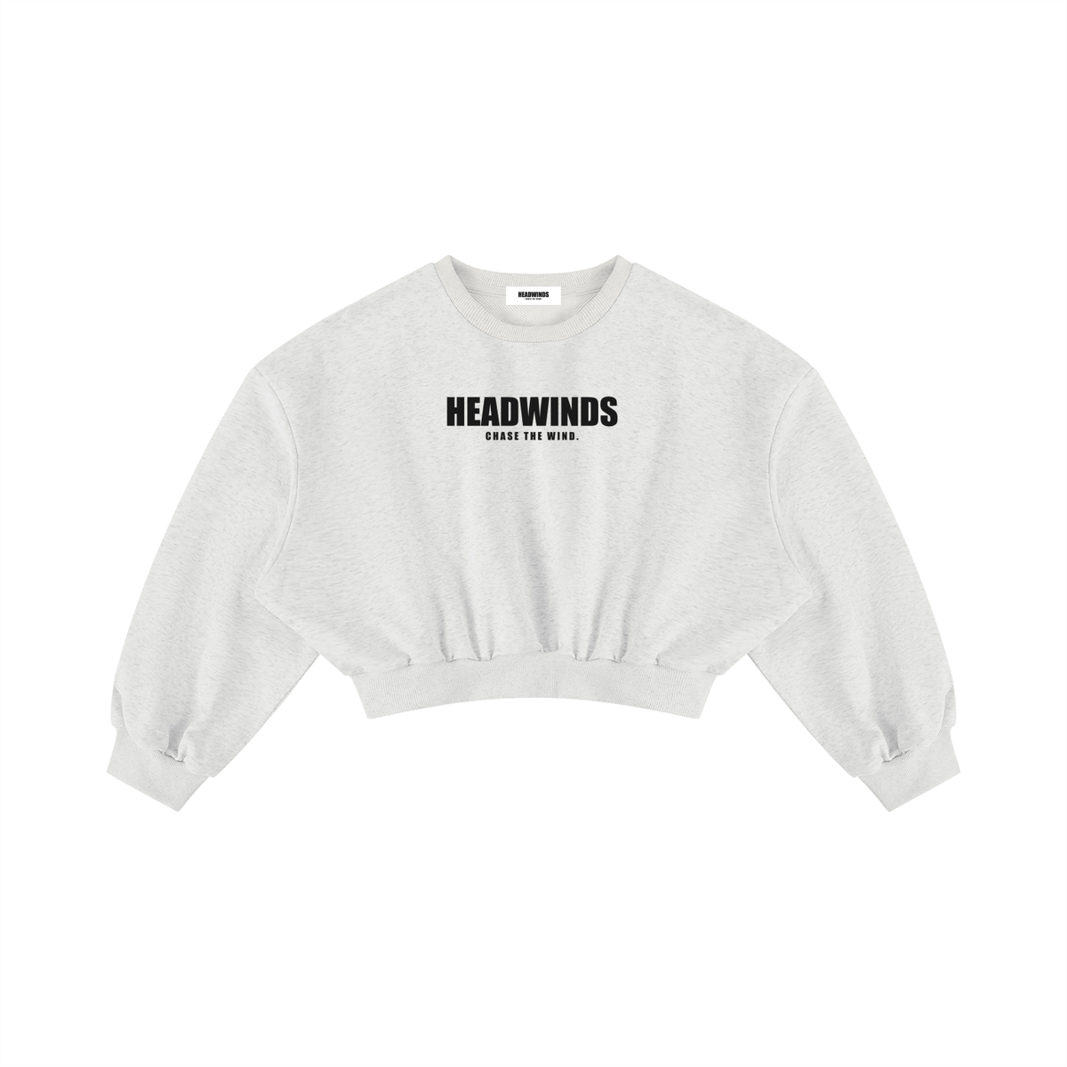 The Golden Hour Crop - women’s boxy cropped crewneck in heathered knit with ink HEADWINDS lockup