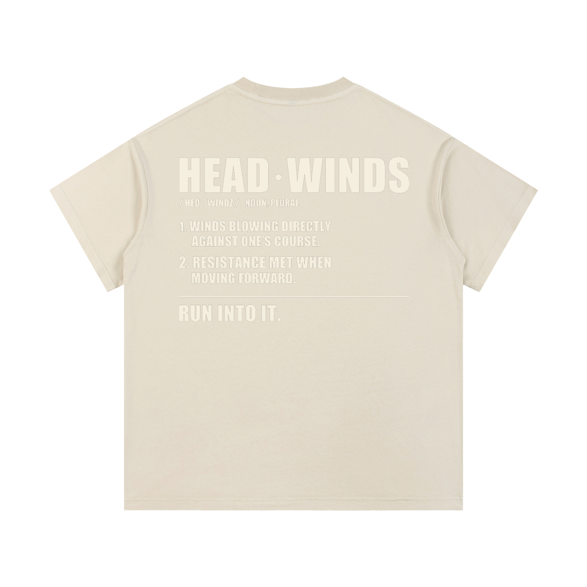 The Definition Tee - vintage washed cotton with the HEAD WINDS definition print across the back