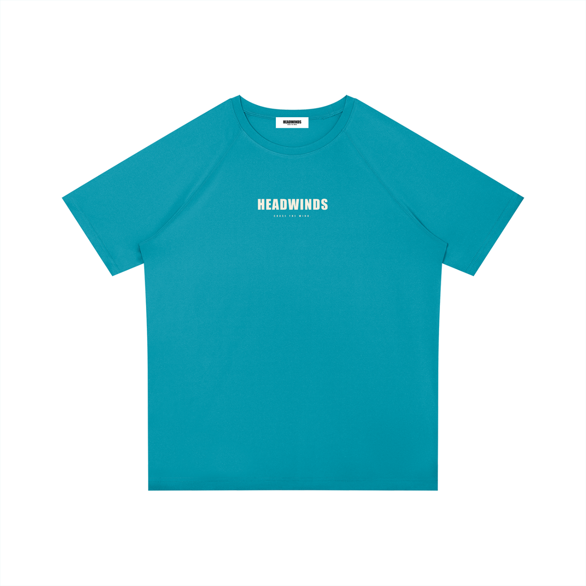 The Interval Tee - performance running t-shirt with raglan sleeves and cream HEADWINDS lockup