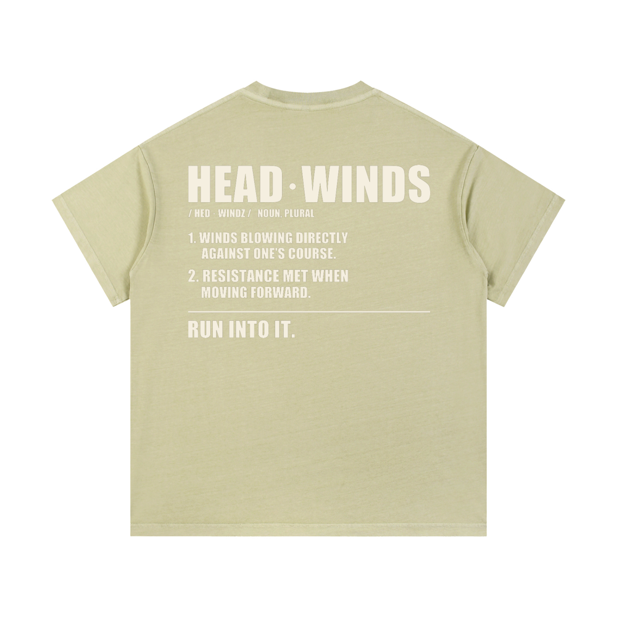 The Definition Tee - vintage washed cotton with the HEAD WINDS definition print across the back