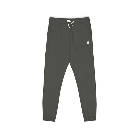 The Recovery Pant in Pepper — garment-dyed 100% cotton fleece sweatpants, small H at the left hip