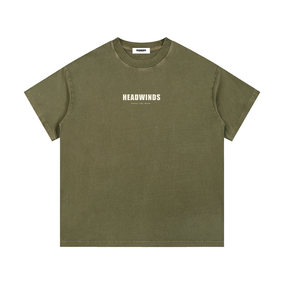 The Broken In Tee - vintage washed cotton t-shirt with cream HEADWINDS lockup and woven collar label