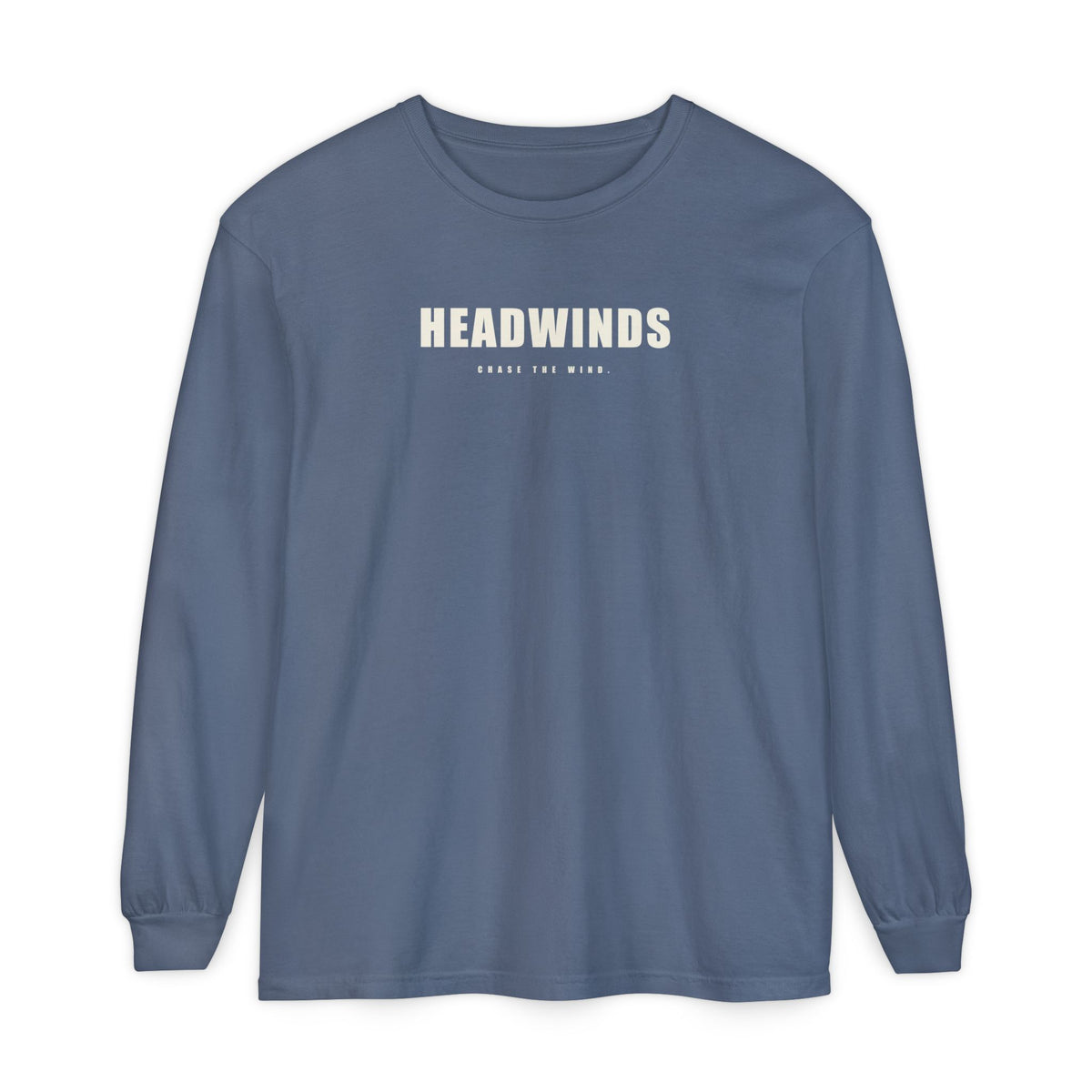 The Second Sunrise garment-dyed long sleeve - HEADWINDS front, definition back print
