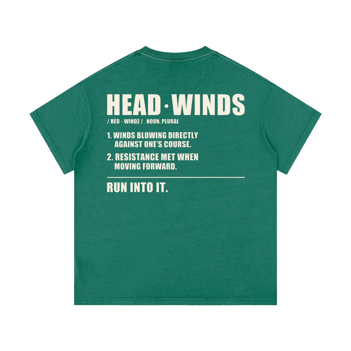 The Definition Tee - vintage washed cotton with the HEAD WINDS definition print across the back