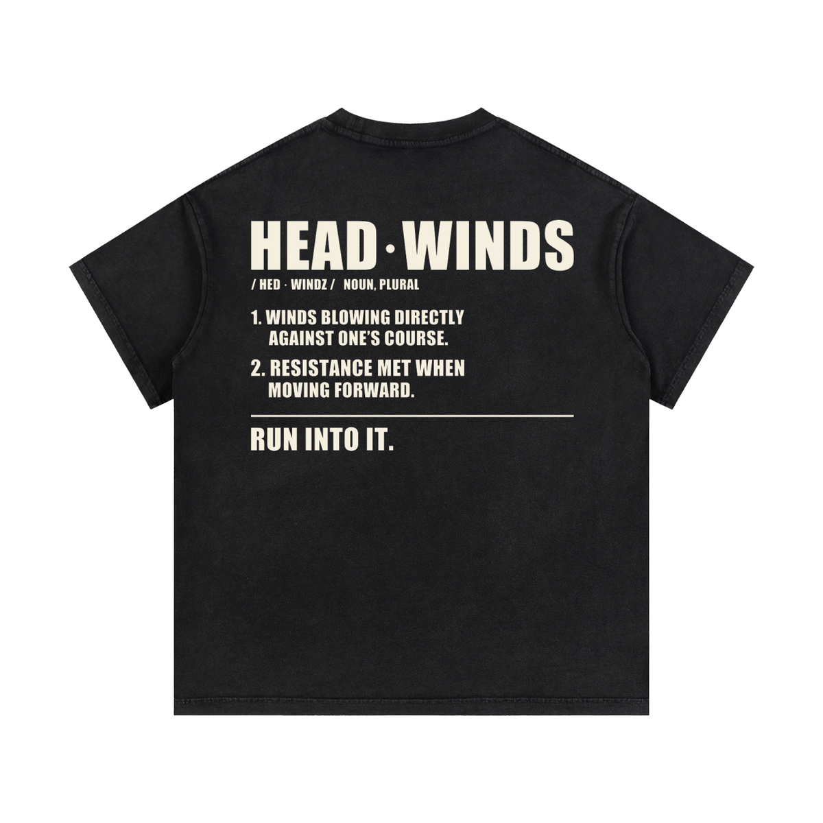 The Definition Tee - vintage washed cotton with the HEAD WINDS definition print across the back