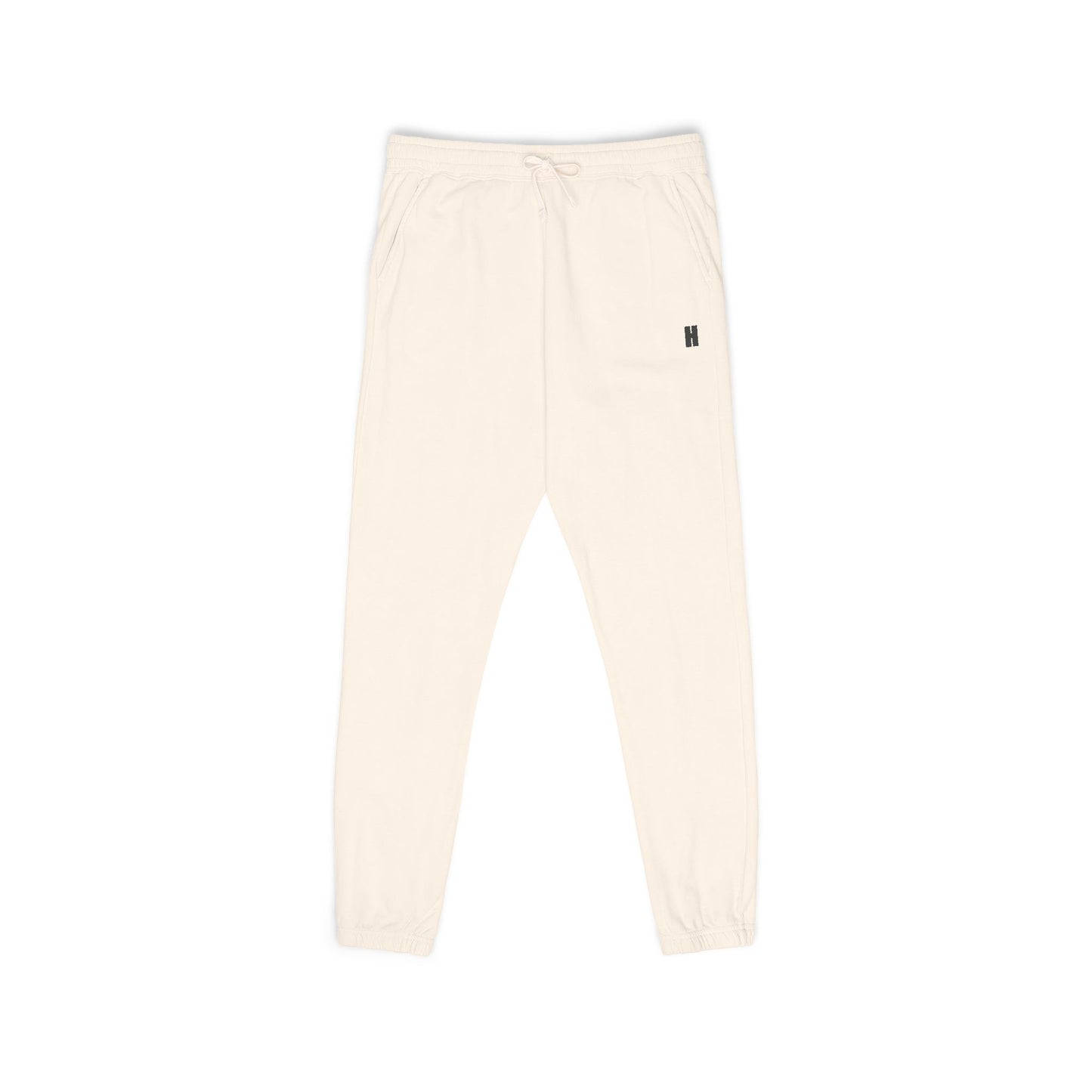 The Recovery Pant in Ivory — garment-dyed 100% cotton fleece sweatpants, small H at the left hip