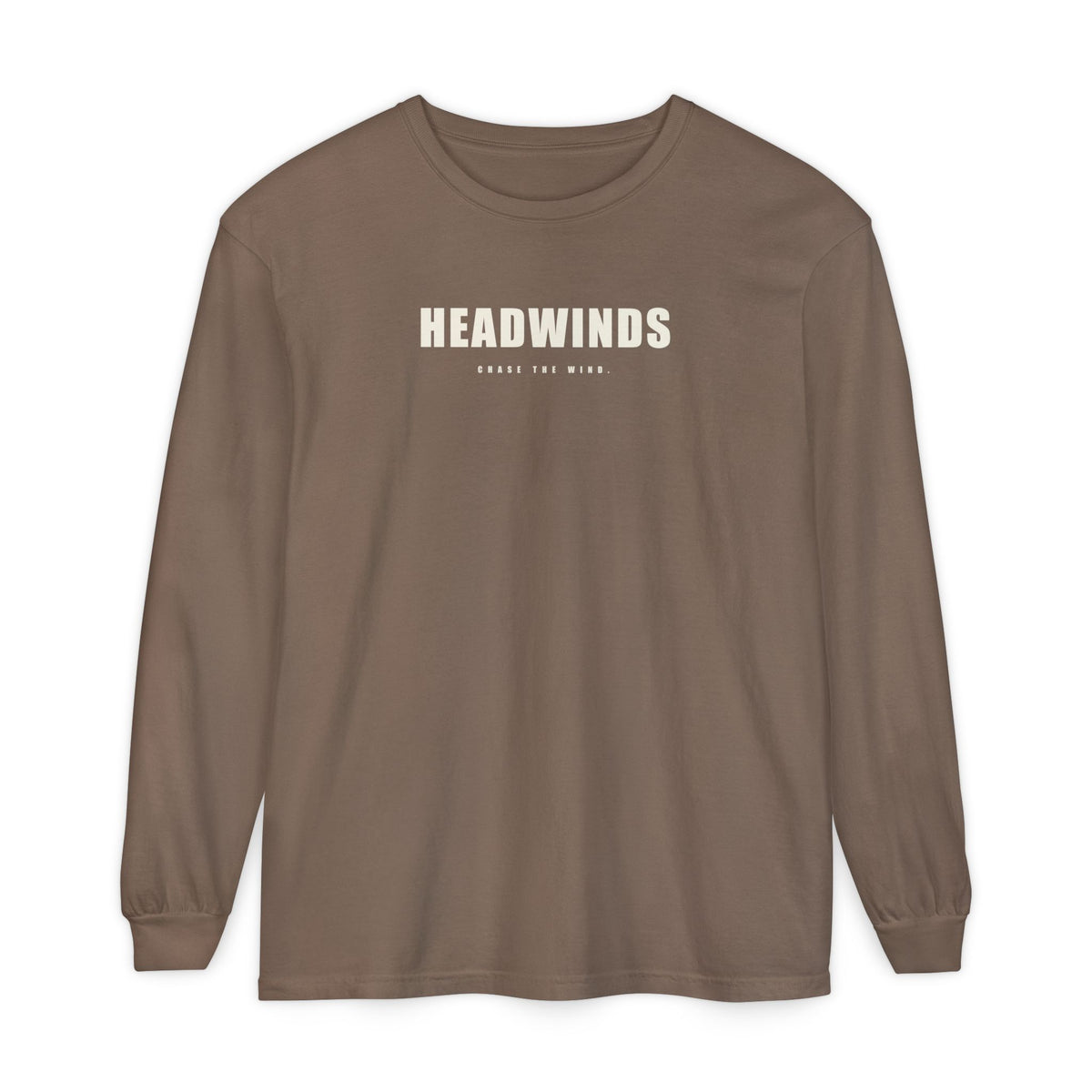 The Second Sunrise garment-dyed long sleeve - HEADWINDS front, definition back print