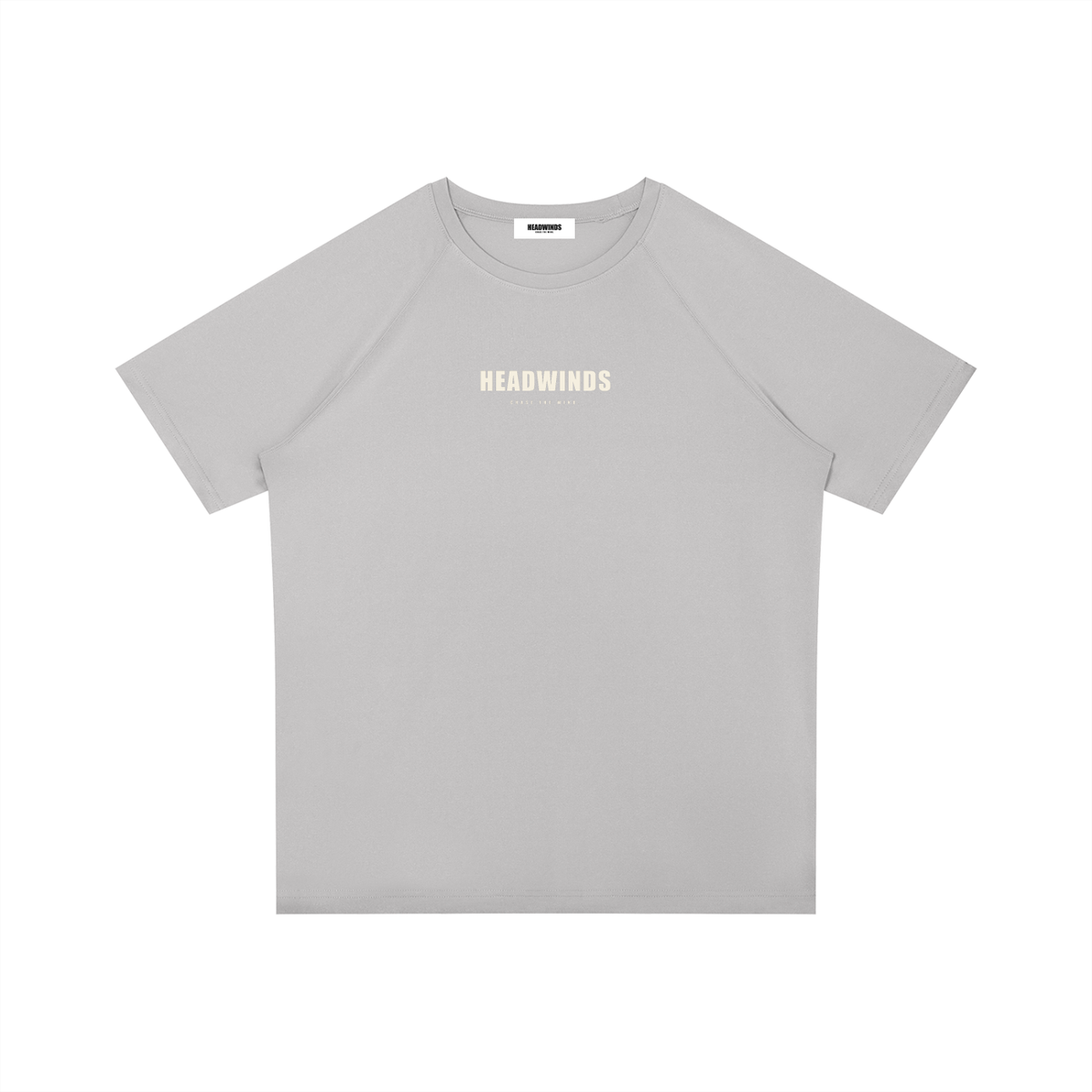 The Interval Tee - performance running t-shirt with raglan sleeves and cream HEADWINDS lockup