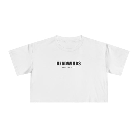 The Definition Crop in White — 100% cotton crop tee, HEAD·WINDS definition print on the back