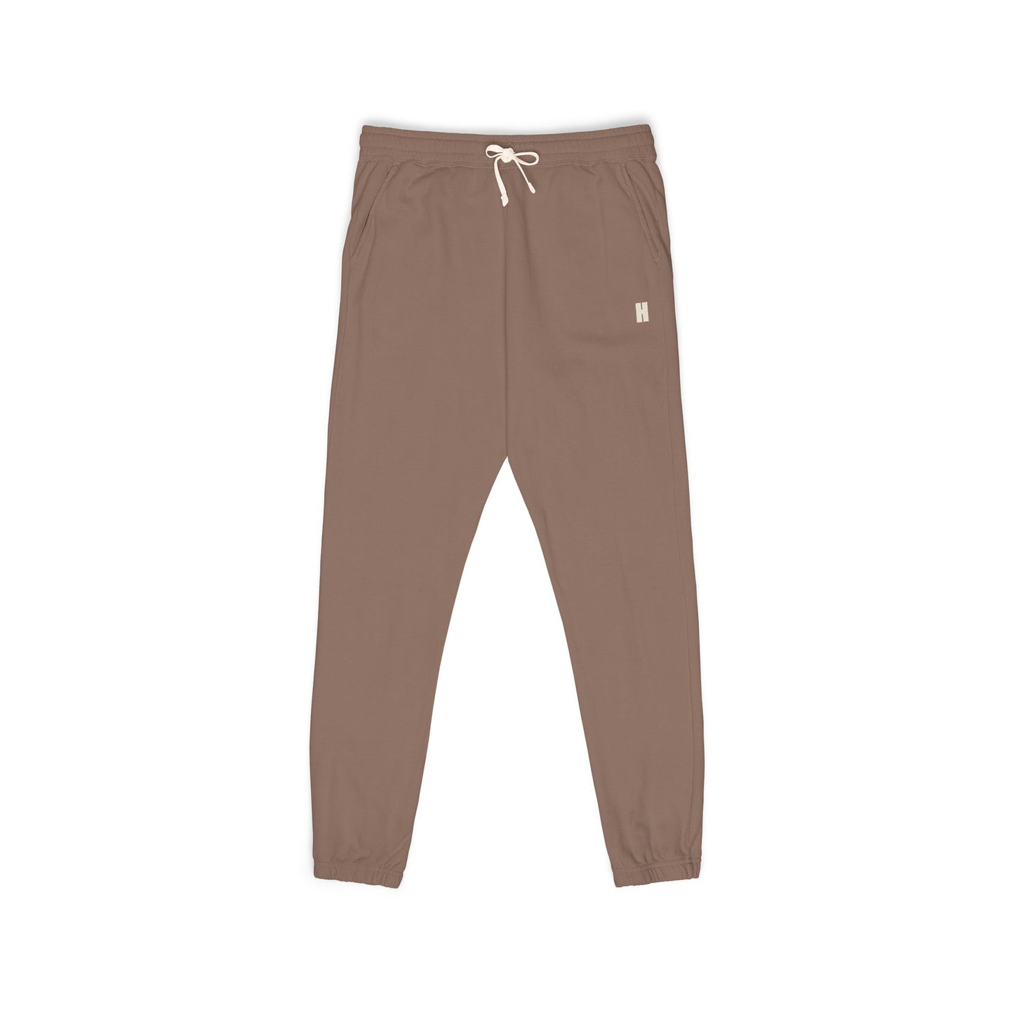 The Recovery Pant in Espresso — garment-dyed 100% cotton fleece sweatpants, small H at the left hip