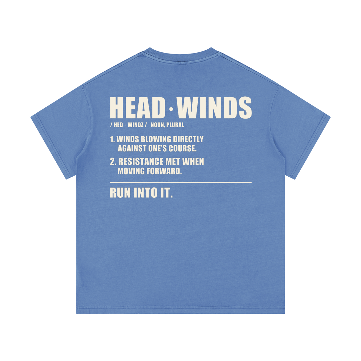 The Definition Tee - vintage washed cotton with the HEAD WINDS definition print across the back