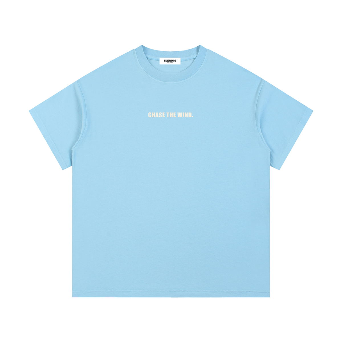 The Chase Tee - vintage washed cotton with CHASE THE WIND across the chest and the H at the back collar