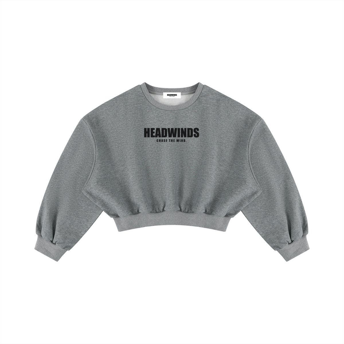 The Golden Hour Crop - women’s boxy cropped crewneck in heathered knit with ink HEADWINDS lockup