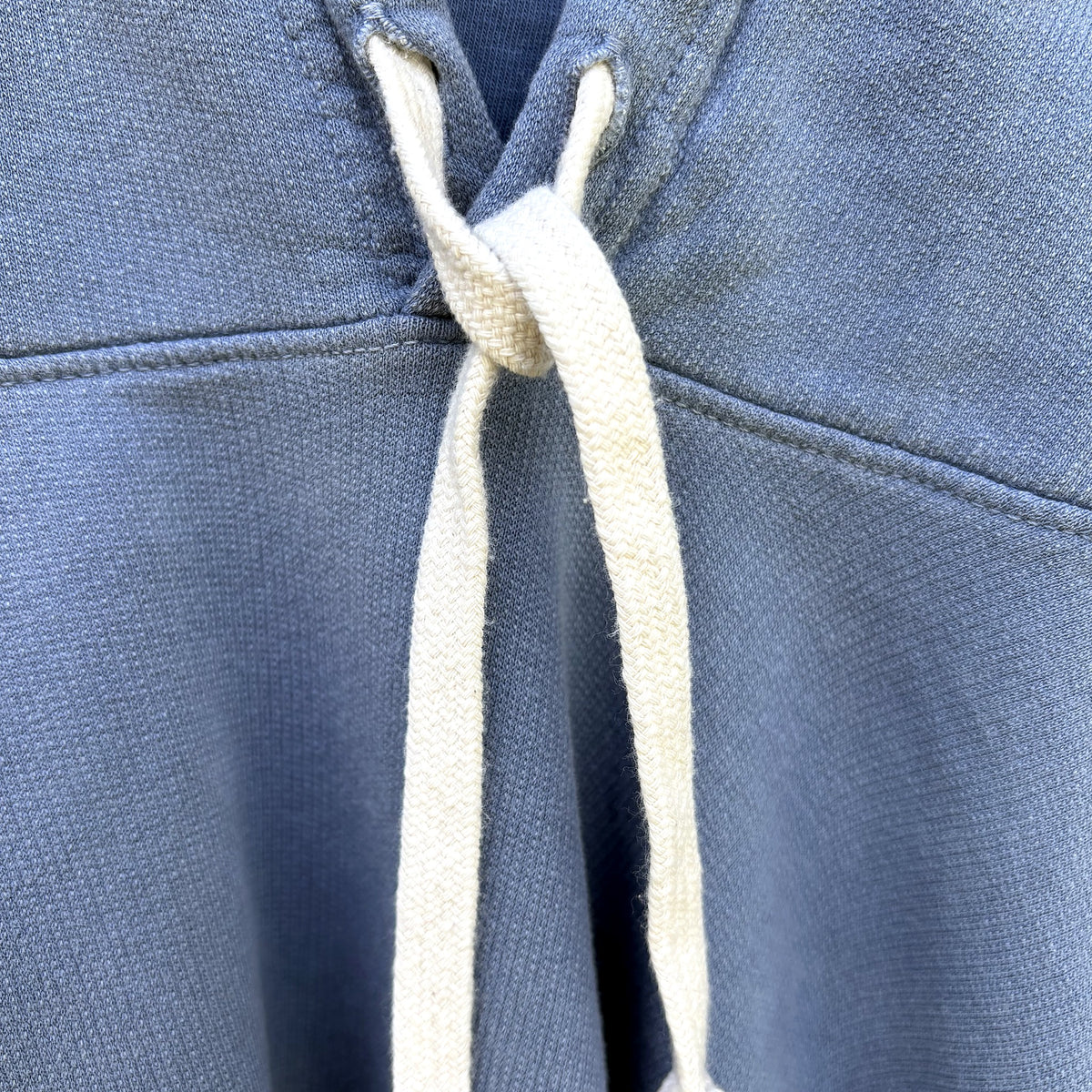 The Golden Hour Hoodie in Blue Jean - cotton flatcord drawstring, jersey-lined hood, real fabric detail